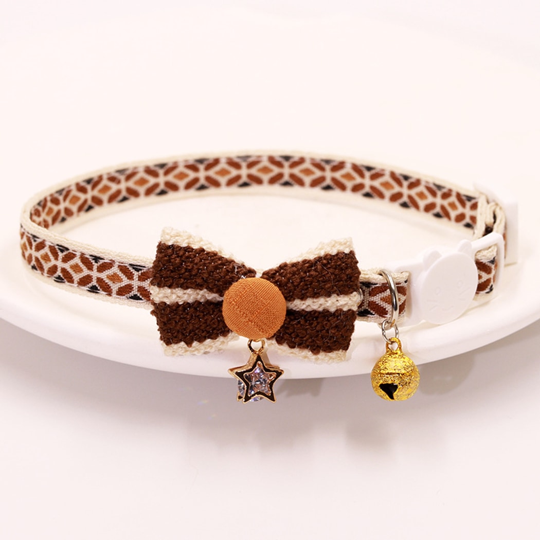 Mokka - Folksy Style Geometric Patterns Bow Cat Collar