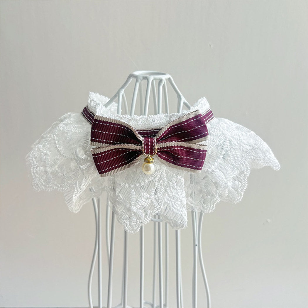Mokka - Princess Bow Lace Trim Cat Bib