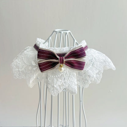 Mokka - Princess Bow Lace Trim Cat Bib