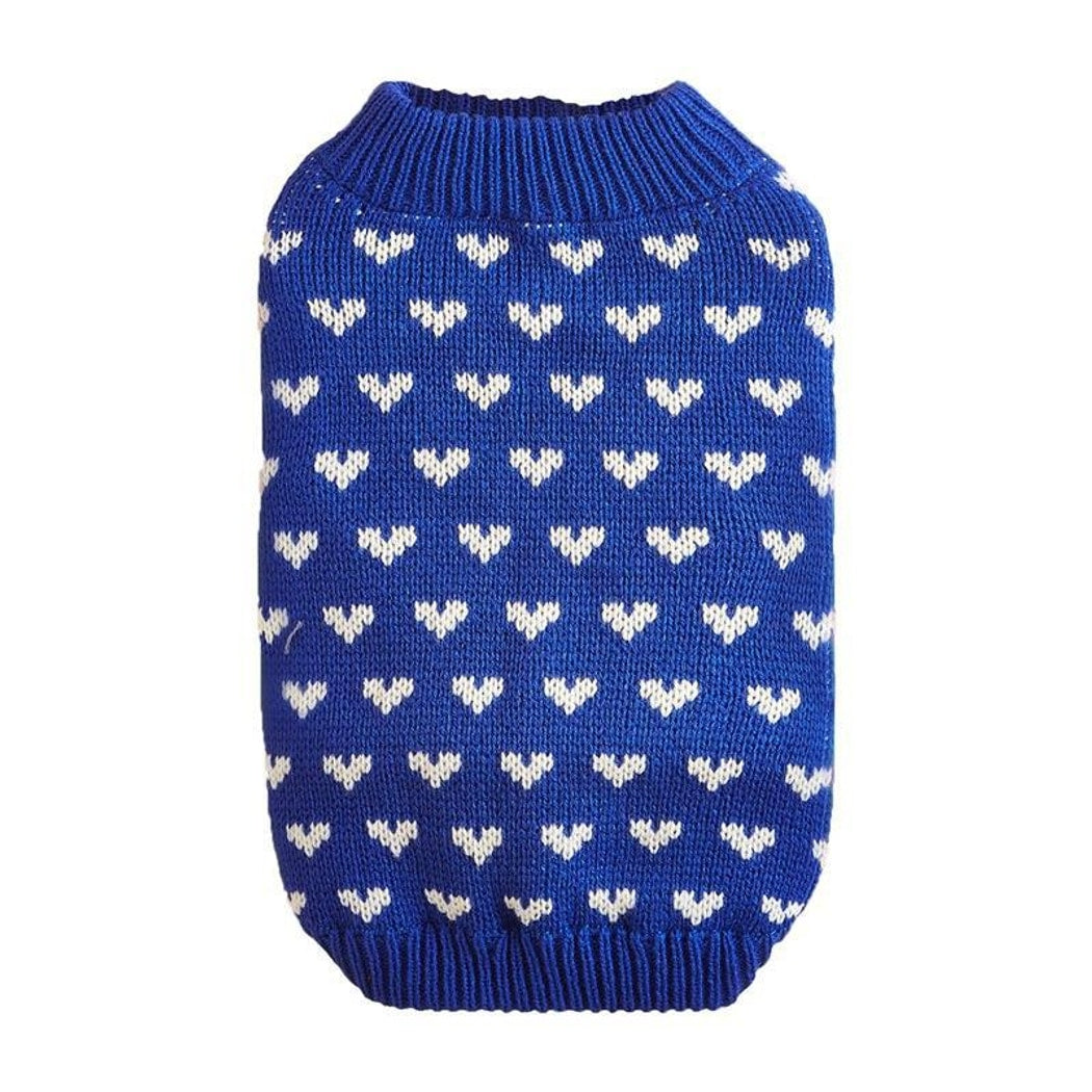 Ozzie - Heart Pattern Ribbed Collar Dog Sweater
