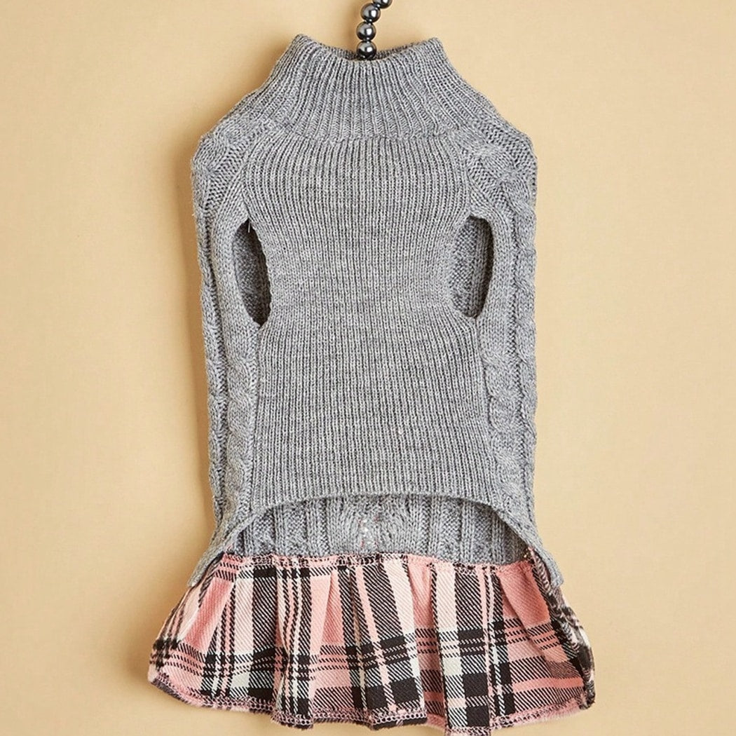 Ozzie - Bow Detail Knit Look Dog and Cat Dress