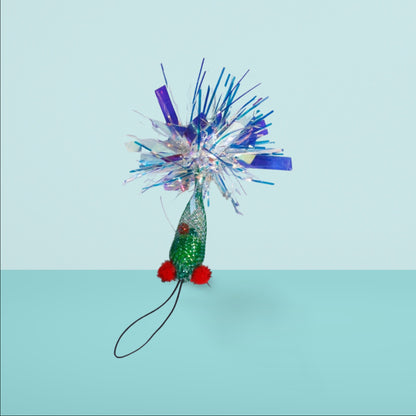 Moo - Sparkle Tinsel Pom Fish Cat Toy