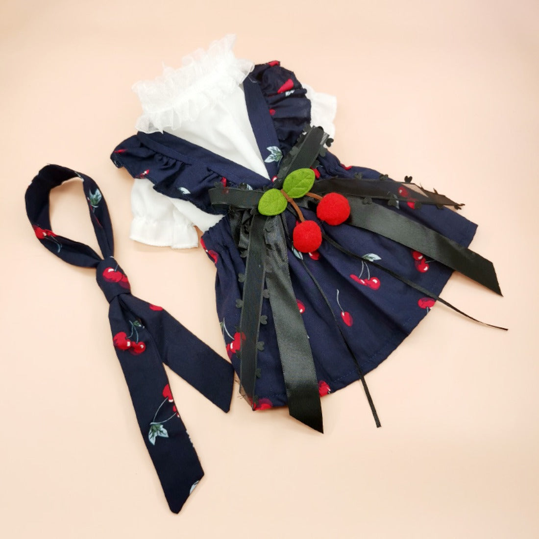 Ozzie - Cherry Blossom Pet Dress with Matching Scarf