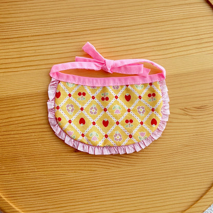Mokka - Plaid Floral Ruffle Trim Cat Bib
