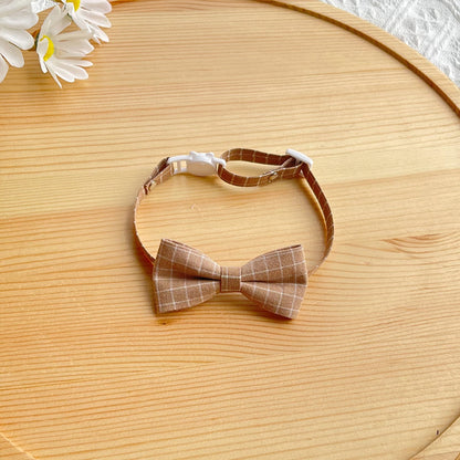 Mokka - British Plaid Bow Tie Cat Collar
