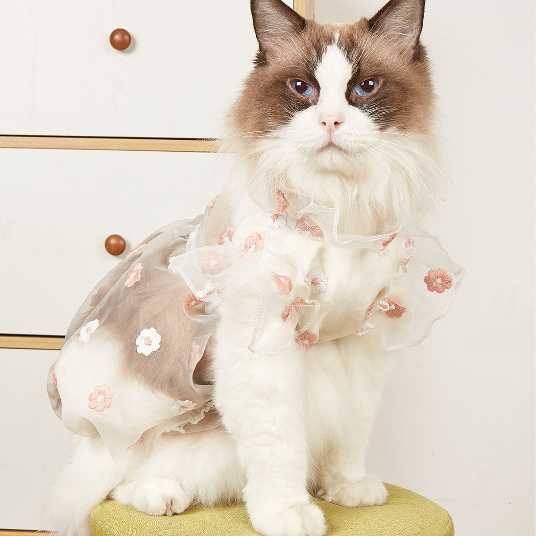 Ozzie - Spring Summer Floral Embroidered Pet Dress
