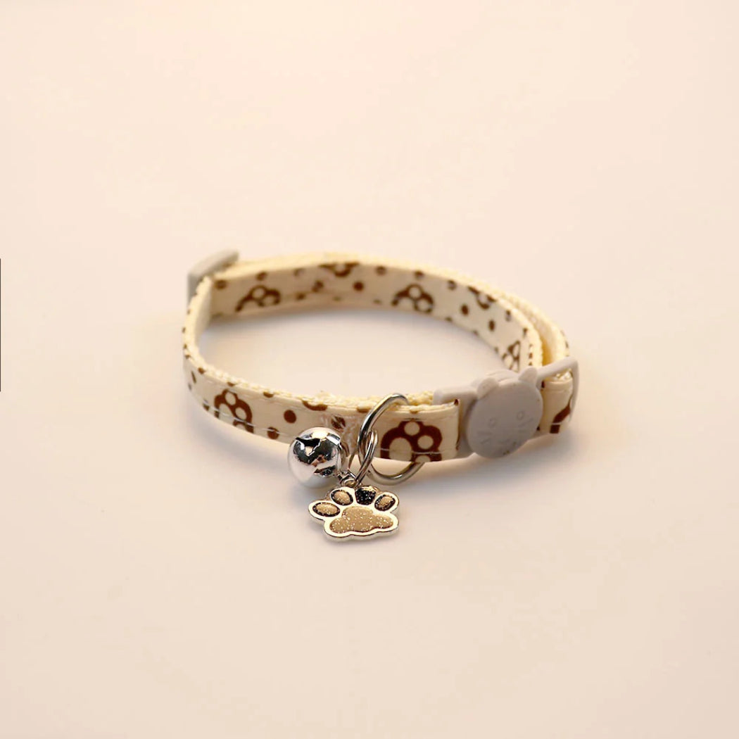 Mokka - Paw Print Bell Breakaway Cat Collar