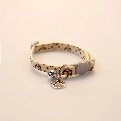Mokka - Paw Print Bell Breakaway Cat Collar