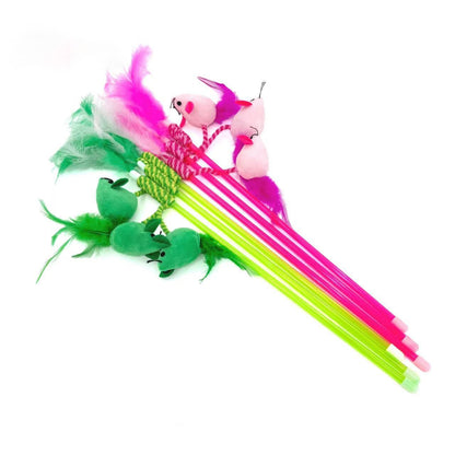 Moo – Feather Teaser Wand with Mouse Toy