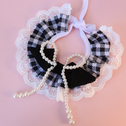 Mokka - Plaid Lace Bow Cat Collar Collar