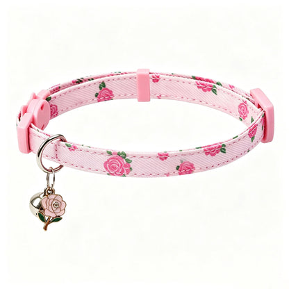 Mokka Pink Rose Bow Cat Collar with Bell
