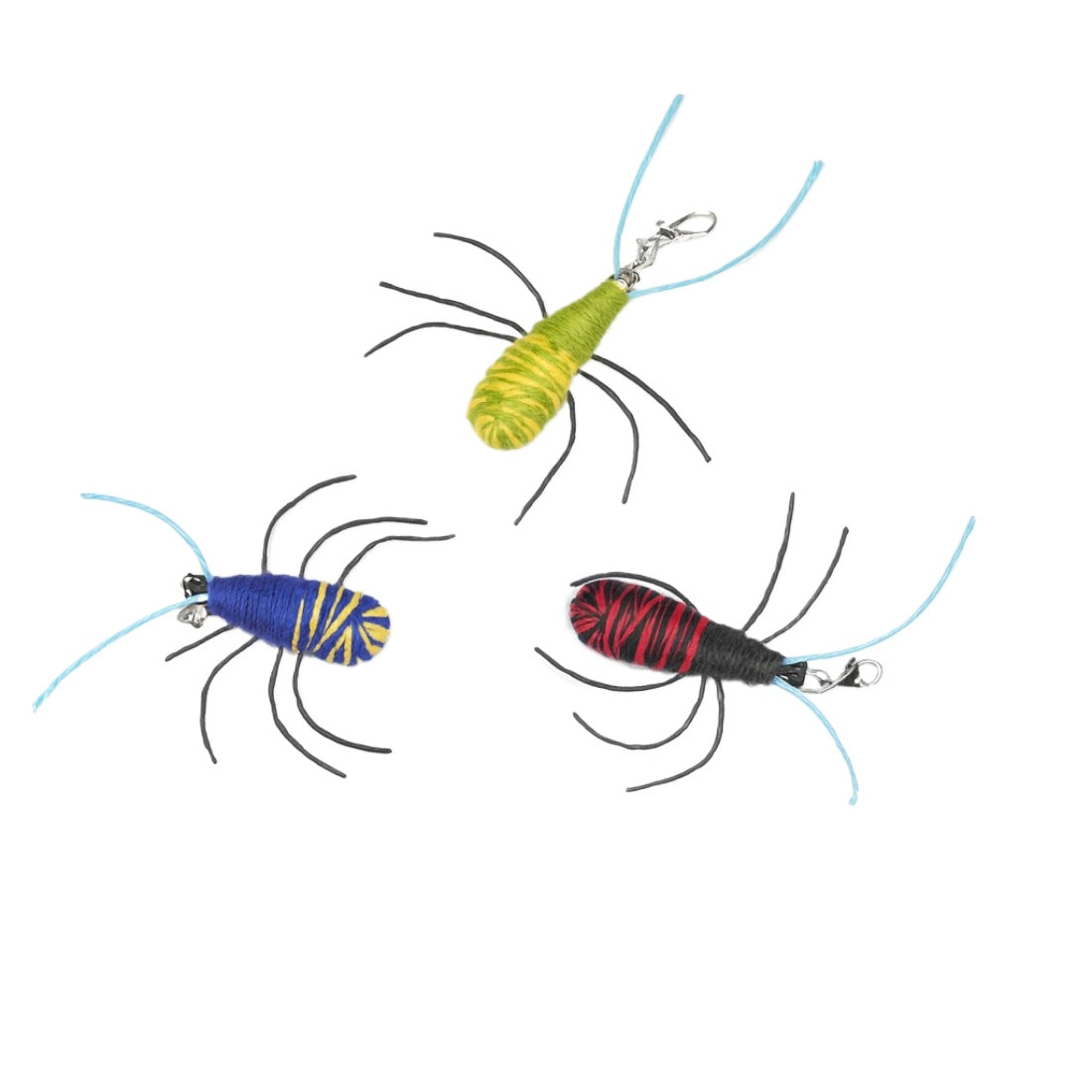 Colorful spider-shaped refill attachment for teaser wands with vibrant orange and black colors