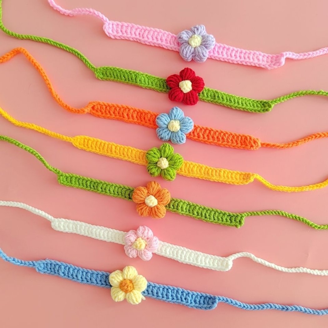 Mokka - Floral Knit Cat Decorative Collar