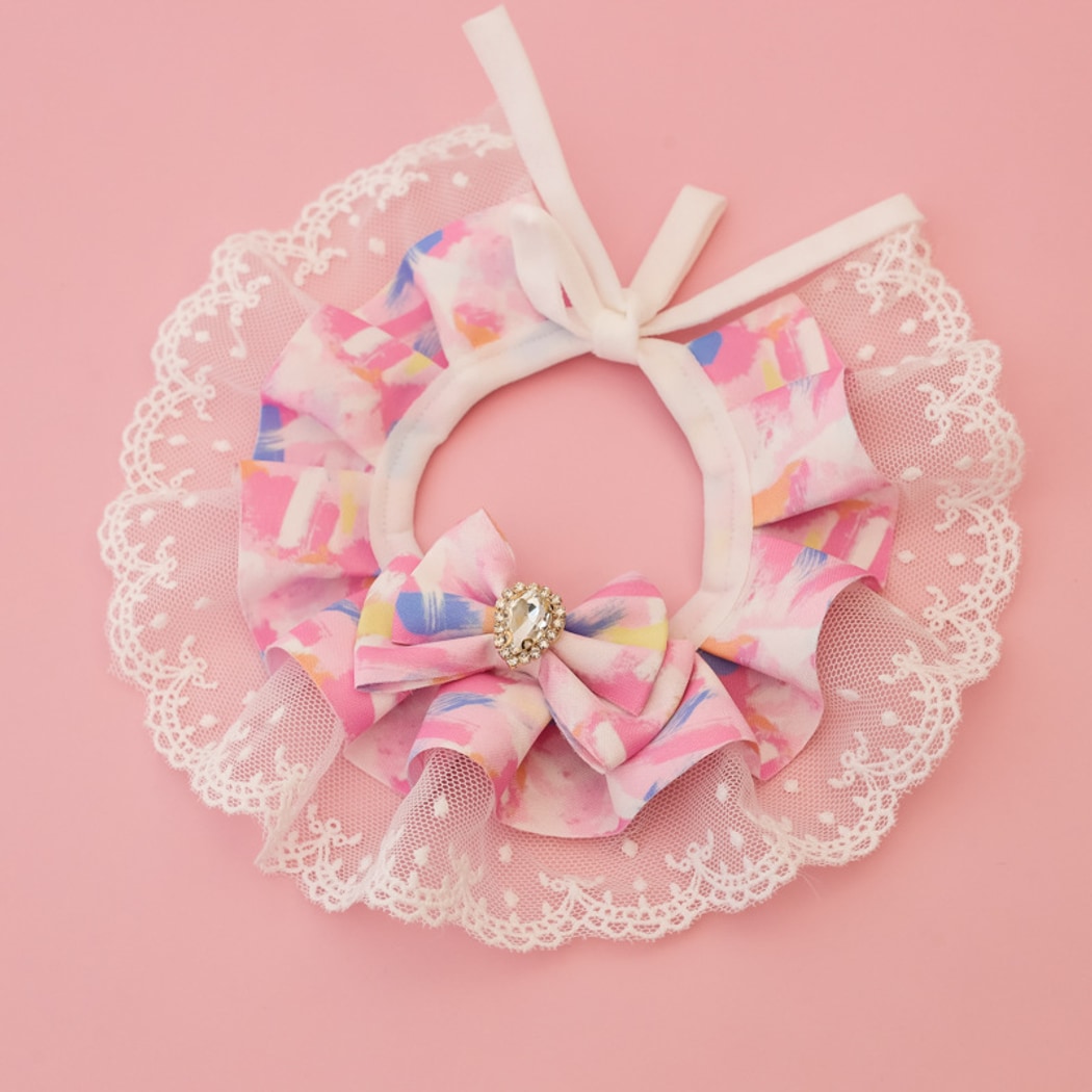 Mokka - Ruffle Lace Floral Cat Collar