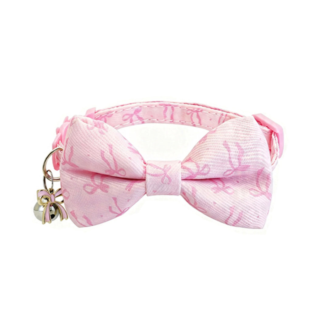 Mokka Pink Bow Cat Collar with Bell