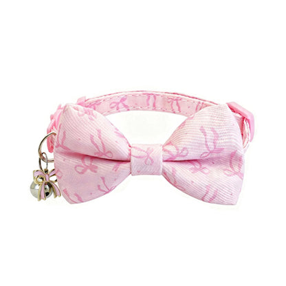 Mokka Pink Bow Cat Collar with Bell
