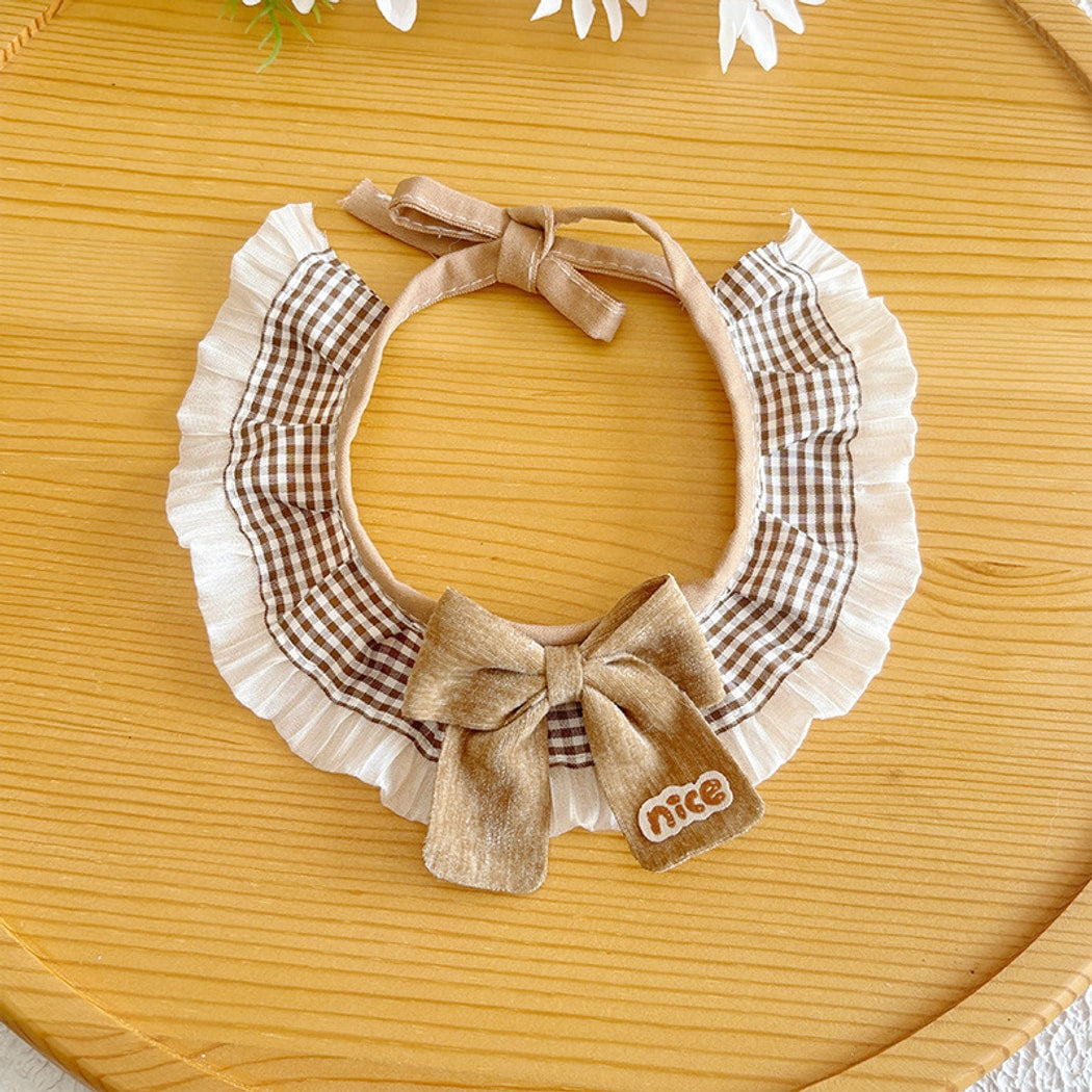 Mokka - Ruffle Trim Plaid Cat Collar
