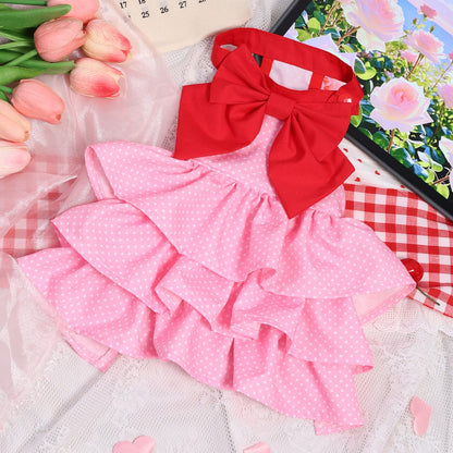 Ozzie - Polka Dot Bow Ruffle Dog and Cat Dress