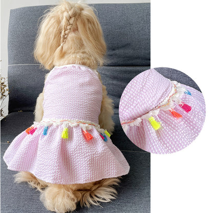 Ozzie - Casual Tassel Trim Dog and Cat Pet Dress
