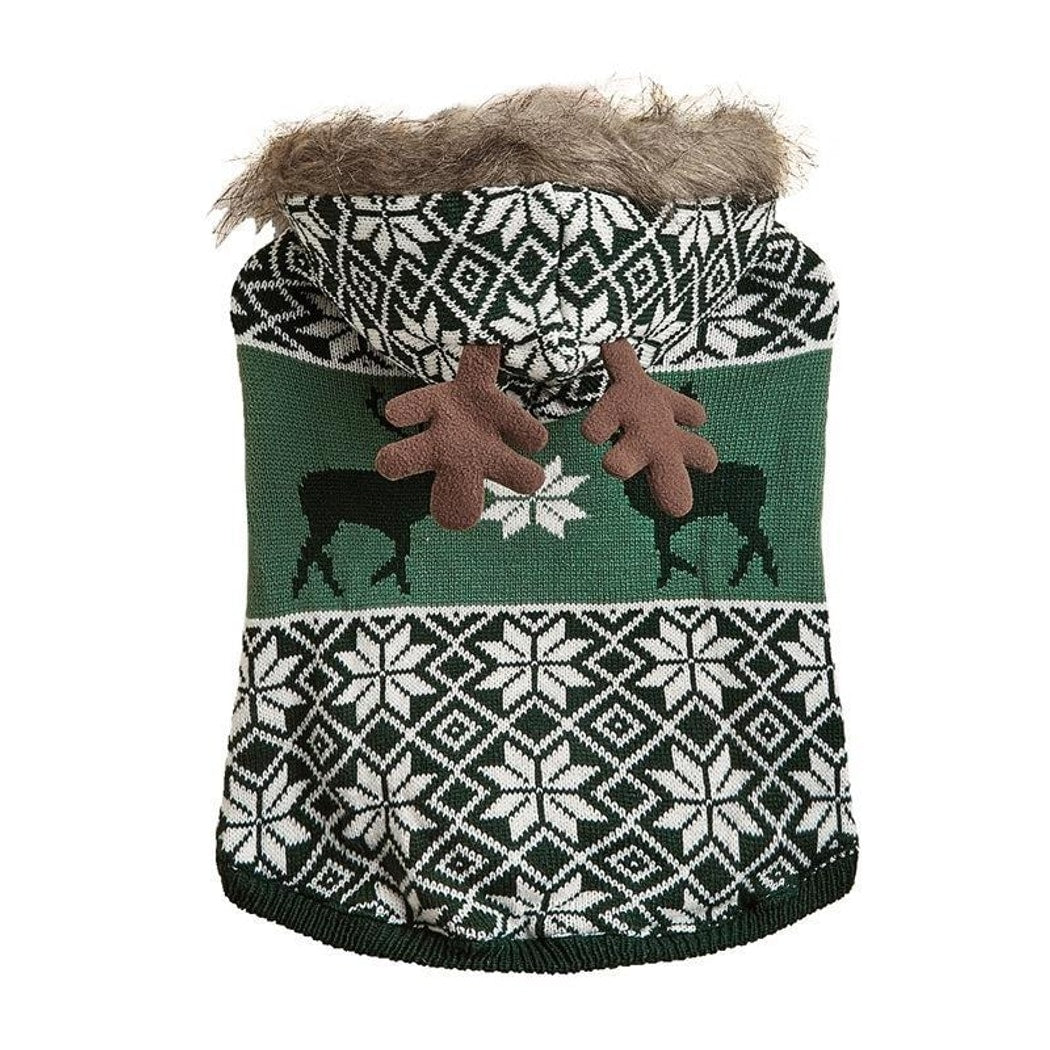 Christmoo - Christmas Snowflake Reindeer Knit Style Dog Sweater