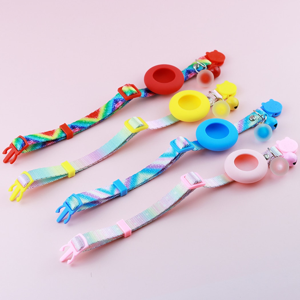 Mokka - Striped AirTag Holder Cat Collar with Bell