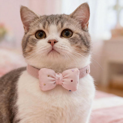 Mokka - Sparkle Bow Accent Cat Collar