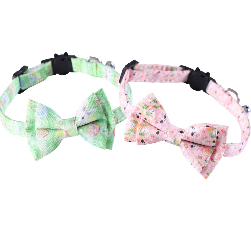 Mokka - Rabbit Print Bow Detail Pet Cat Collar
