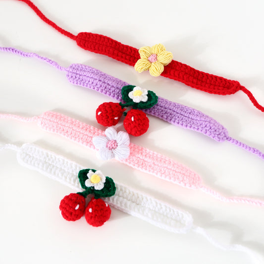 Mokka - Flower Design Knit Adjustable Cat Collar