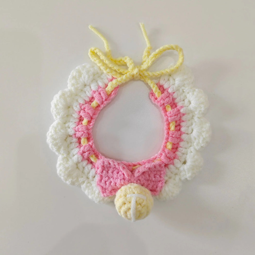 Mokka - Crochet Bow Ball Ruffle Pet Collar