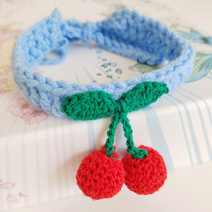 Mokka - Cherry Accent Tie Strap Decorative Cat Collar