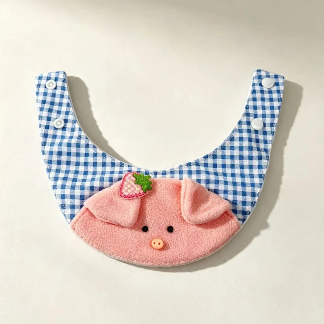 Mokka - Pig Strawberry Scalloped Pet Bib