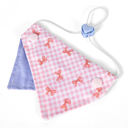 Mokka Bow Print Cat Bandana Collar shown with bow centered on collar