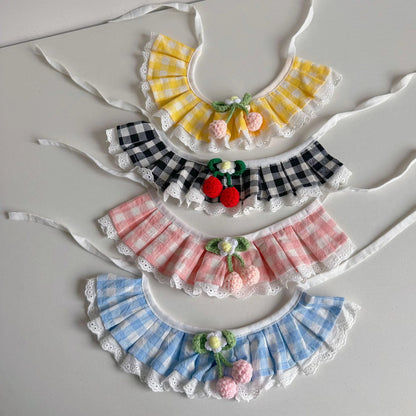 Mokka - Plaid Ruffled Bib Lace Pet Neckwear
