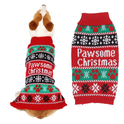 Ozzie - High Neck Snowflake Slogan Pet Dog Sweater