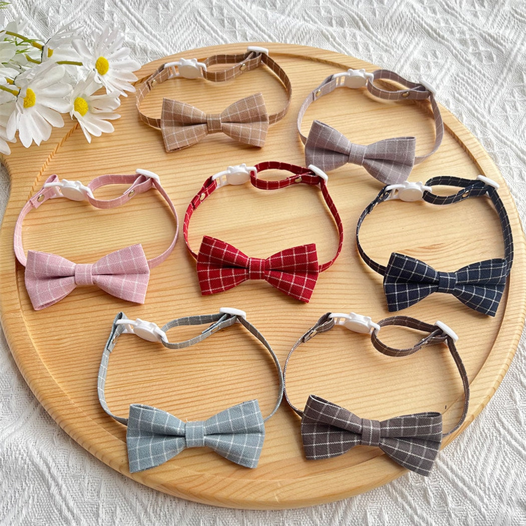Mokka - British Plaid Bow Tie Cat Collar