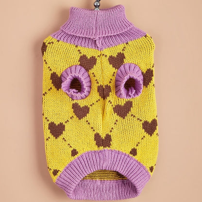Ozzie - Heart Check Turn-Down Collar Dog Sweater