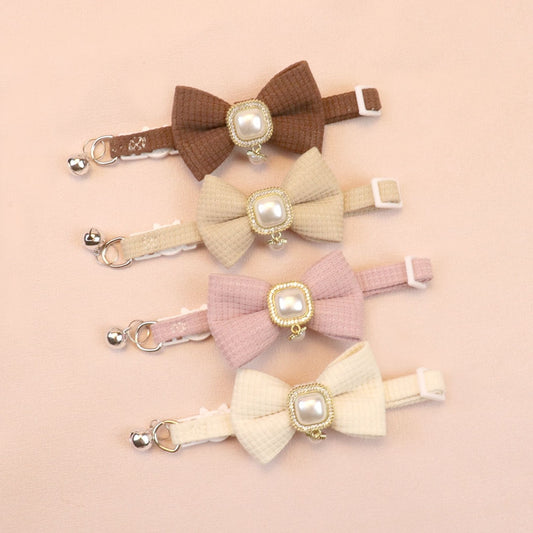 Mokka - Chic Solid Color Bow Cat Collar