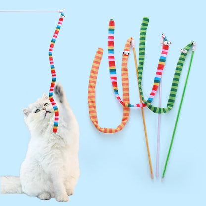 Moo - Fuzzy Striped Wand Cat Toy