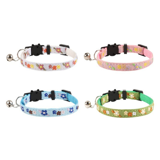 Mokka Spring Flower Cat Collar displayed on a white background