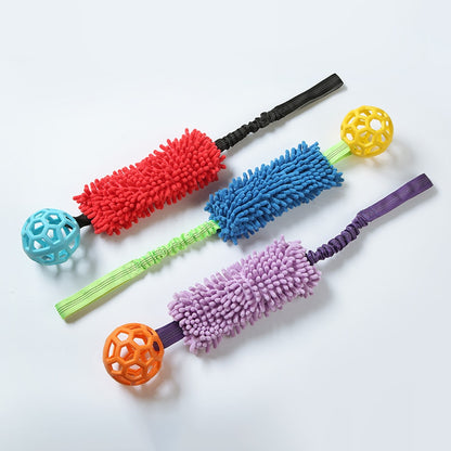 Petkin - Multicolor Squeaky Ball Tug Dog Toy