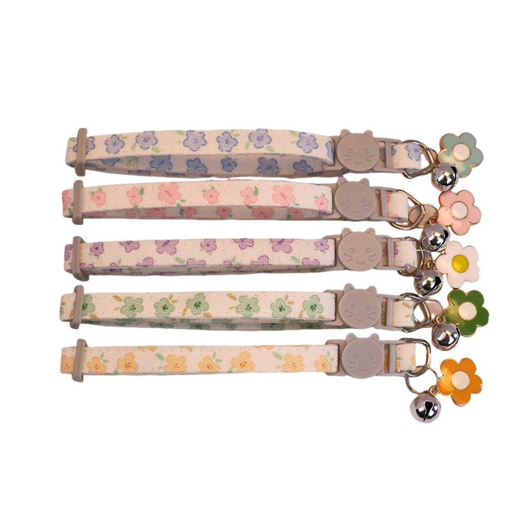 Mokka - Colorful Flower Charm Floral Print Cat Collar