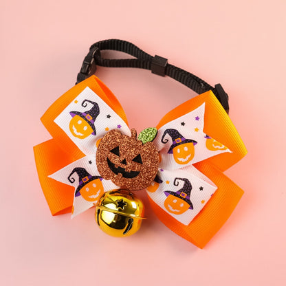 Halloweek - Bell Accent Pumpkin Bow Tie Pet Collar