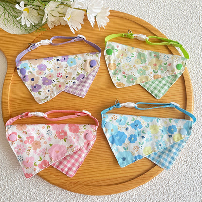 Mokka - Floral Print Adjustable Cat Bandana Collar