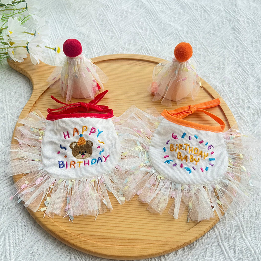 Mokka - Letter Pattern Pet Birthday Hat and Bib
