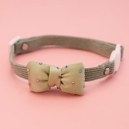 Mokka - Sparkle Bow Accent Cat Collar