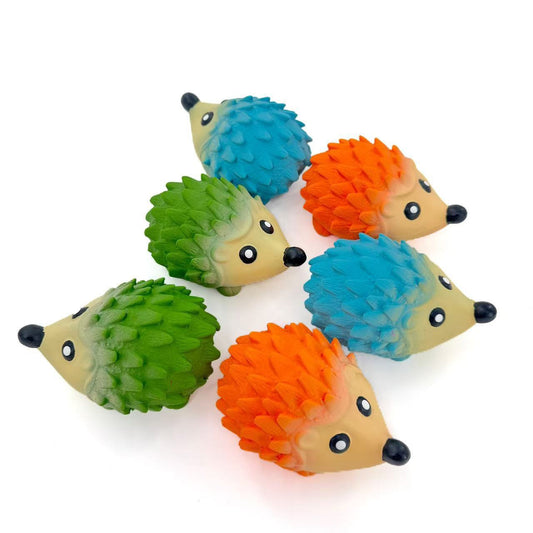 Petkin squeaky hedgehog dog toy in natural color on white background