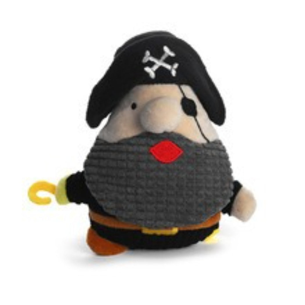 Petkin cartoon pirate dog plush toy sitting upright with pirate accessories