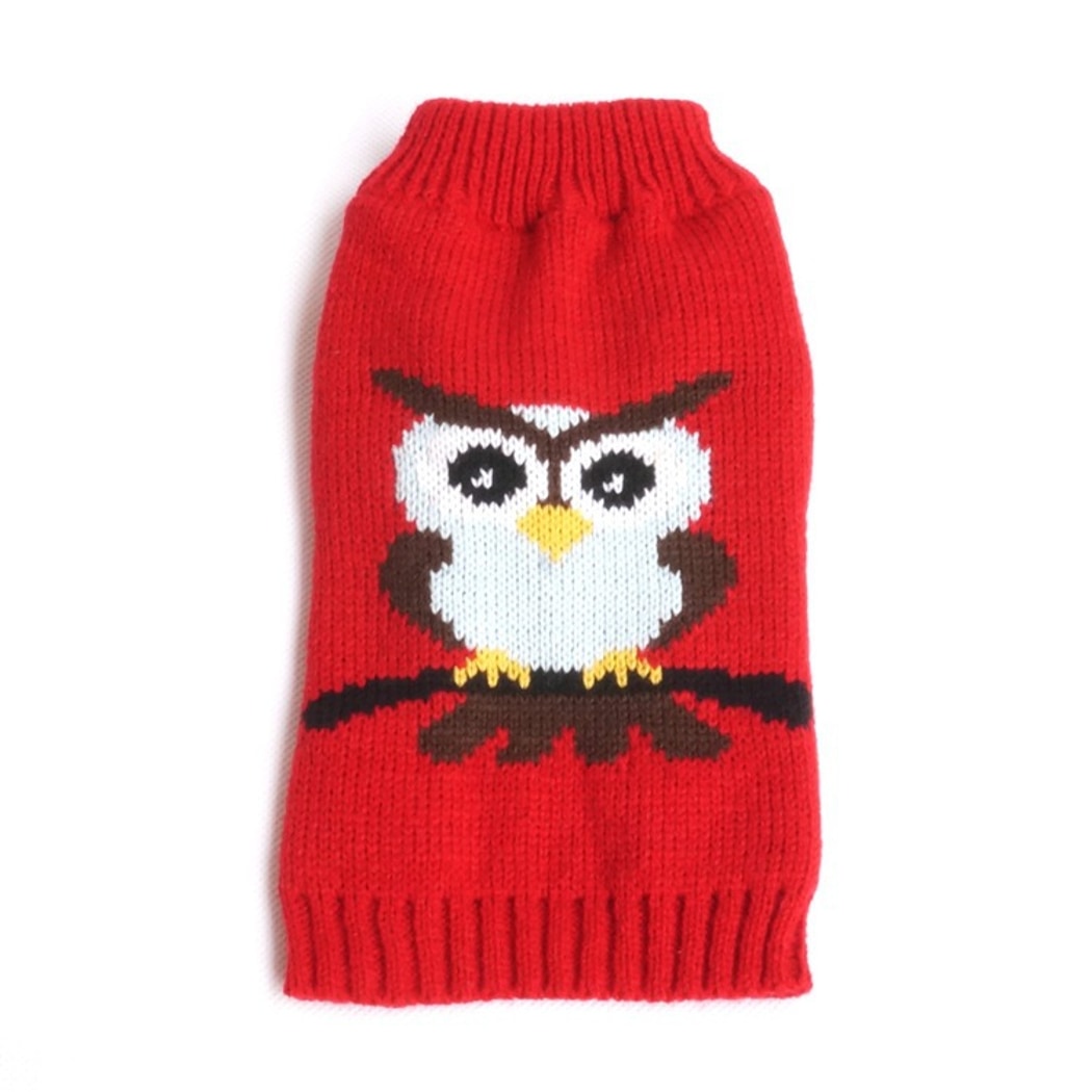 Ozzie - Owl Pattern Seasonal Dog Sweater for Puppies
