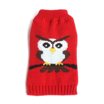 Ozzie - Owl Pattern Seasonal Dog Sweater for Puppies