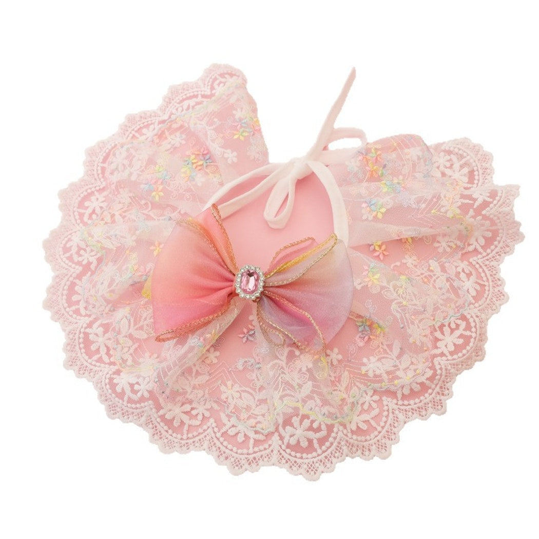 Mokka - Scalloped Lace Bow Accent Cat Collar
